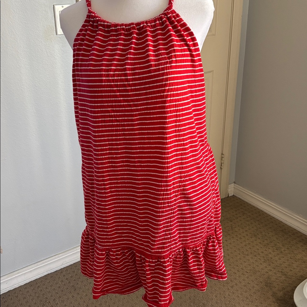 Max Studio Crimson and White Striped Blouse